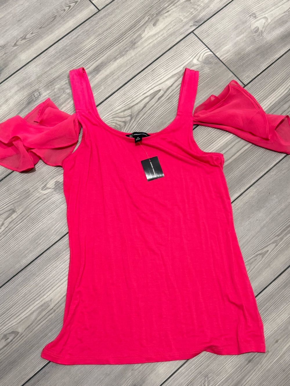 INC International Concepts Bright Pink Ruffle-Trim Tank Top